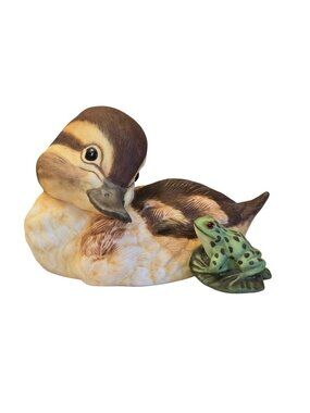 Vintage Franklin Mint Duckling Frog Figurine 1985 Ahoy